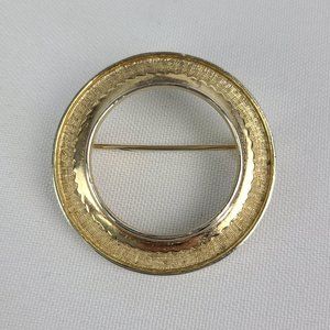 Vintage Coro Gold Tone Round Brooch